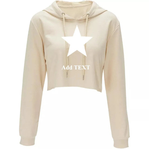 Wholesale Winter Terry Cotton Custom Logo <b>Stand</b> Collar Long Sleeve Tracksuit Crop Hoodie Sweatshirt for Women - Product Image 3