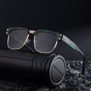 Lunettes de soleil carrées pour hommes ZS98332, protection UV400, monture en plastique et métal, verres PC, demi-cerclées noires, pour la conduite - Product Image 4