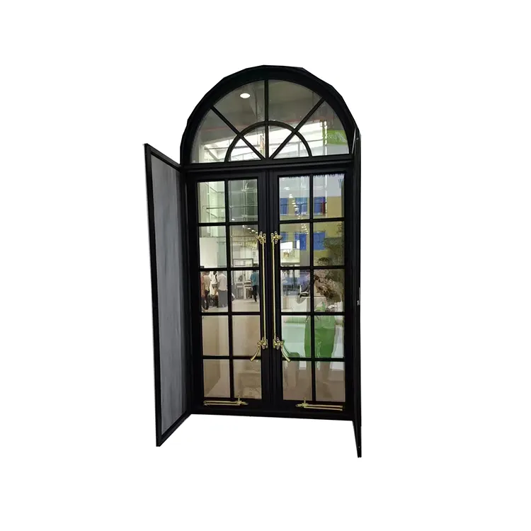 Professional Services Customized Arch Tempered Glass Swing Door Aluminum Frame Casement Door