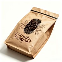 Bolsa de Embalaje de Café Personalizada con Cierre Ziplock, Parte Superior de Papel de Aluminio, Resistente a la Humedad