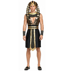 Costume de pharaon égyptien pour homme adulte, ensemble de déguisement pour fête d'Halloween, noir et or - Product Image 1