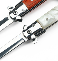 Couteau pliant d'autodéfense portable polyvalent et personnalisé avec manche en bois
