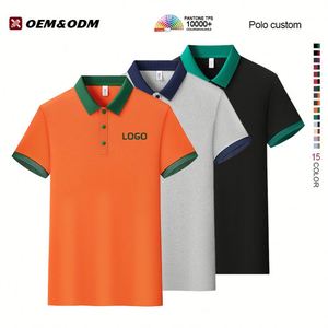 Wholesale Men's <b>Polo</b> Shirts Loose Two-color Quick Dry Short Sleeved Snap Button Golf Shirt Embroidery Custom logo <b>Polo</b> T Shirts - Product Image 1