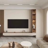 Meuble TV mural flottant moderne, armoire de rangement murale complète en bois massif crème, style minimaliste pour salon et chambre, idéal pour hôtel 65+