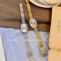 Montres ovales élégantes pour femmes et filles, vente chaude, simples, argentées, dorées, en acier inoxydable, quartz, minimalistes, montres-bracelets L737