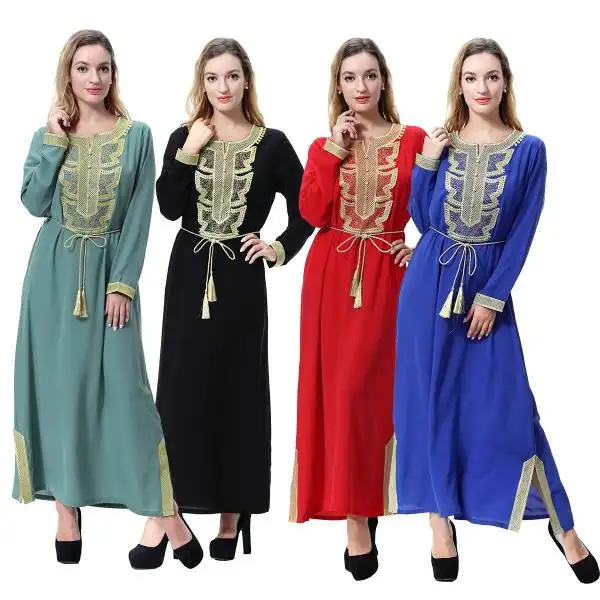 2024 abiti primaverili taglie forti da donna in cotone a manica lunga moda ampia Casual floreale abito lungo donna per i musulmani