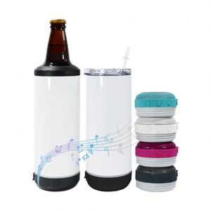Gobelet musical intelligent sans fil en acier inoxydable de 16 oz avec haut-parleur, sublimation, 4-en-1, refroidisseur et 2 couvercles - Product Image 1