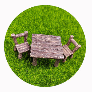 Mini table et 2 chaises, accessoires pour maisons de poupées, figurines miniatures pour jardins féériques - Product Image 2