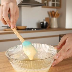 Bamboo Handle <b>Silicone</b> 5-Piece Cooking Set Heat Resistant Spatula Spoon Brush Kitchen <b>Tools</b> - Product Image 3