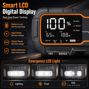Démarreur de Voiture Portable 2000A avec Charge Rapide PD 65W, Batterie Externe 16000mAh pour Moteurs Essence 8.0L et Diesel 6.0L, Booster de Démarrage 12V - Product Image 6