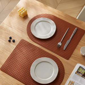 แผ่นรองจานรูปวงรีทำจากหนัง PVC ป้องกันความร้อนและน้ำมัน สำหรับโต๊ะอาหาร - Product Image 1