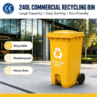 Vente directe d'usine, poubelle à pédale en plastique de grande capacité 240L, poubelle à deux roues pour le recyclage des déchets médicaux