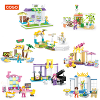 COGO 824 pièces Mini filles à la mode 8 pièces Ensembles de blocs de construction de scènes de rue Assemblage Blocs de construction Puzzle Jouet