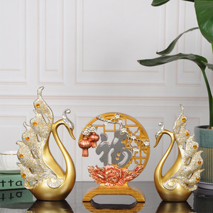 Creative couple swan ornament handicrafts home living room <b>wine</b> cabinet TV cabinet Nordic light luxury modern decoration wedding - Product Image 2