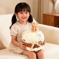 Peluche Ours Gâteau Personnalisé, Jouet en Peluche Doux, Poupée Dessin Animé, Adorable Oreiller Ours Dessert pour Cadeau d'Anniversaire et Ornement Décoratif