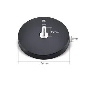 Wholesale Black Neodymium Magnet Flexible Magnetic Base Round Rubber Covered Magnet With Fixing Screw M6 x 15mm
