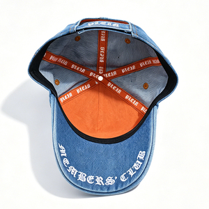 Washed Denim Baseball <b>Cap</b> with Skull Embroidery Vintage Distressed Adjustable Dad Hat for Men <b>Women</b> - Product Image 2