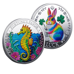 Voorraad Lucky Coin Fortune 'S Gunst Good Luck Plated Metalen Ambachtelijke Print Reliëf Klaver Zeepaard Souvenir Op Maat Gratis Ontwerp - Product Image 4