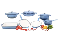 Ensemble de 7 ustensiles de cuisine en fonte émaillée de qualité supérieure, durables, écologiques, compatibles induction, pour four et table, avec logo personnalisé OEM