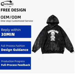 Youmi Tùy Chỉnh Dịch Vụ OEM Bán Buôn Chất Lượng Cao Axit Rửa Quá Khổ Pháp Terry 500gsm 100% Cotton Thời Trang Phố Áo Cho Người Đàn Ông - Product Image 1