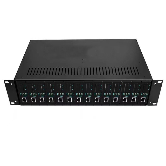 Fiber Optic Transceiver Rack 14 Slot Dual Power Supply 16 Slot Transceiver Rack 14 TP Small Interface Machine Slot Chassis