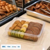 Conteneur articulé en PET jetable transparent de qualité alimentaire, anti-fuite, pour viande traiteur et plats cuisinés - Vente en gros