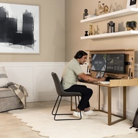 Der Modulare Home-Office-Schreibtisch „Versteckter Raum“ Verfügt Über Zwei Integrierte Ergonomische Arbeitsbereiche