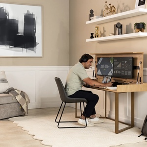 La scrivania modulare dello spazio nascosto a casa è dotata di due aree di lavoro ergonomiche integrate - Product Image 6