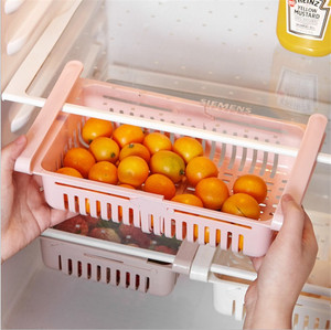 White Foldable Expandable Drawer Type Fridge Plastic Organizer Storage Bins