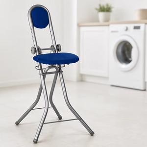 Tabouret de repassage pliable réglable sur mesure avec <span class=keywords><strong>housse</strong></span> en tissu résistante aux hautes températures pour le repassage domestique et le lavage - Product Image 1