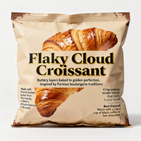 Emballage personnalisé pour en-cas frits en forme de croissant nuageux, de qualité alimentaire, avec fond plat et fermeture scellée, sachets en mylar