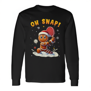 Oh Snap Gingerbreadman Christmas Pickleball T-shirt a maniche lunghe - Product Image 3