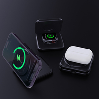 Chargeur de téléphone de bureau magnétique pliable 3 en 1 électrique le plus vendu avec station de charge rapide sans fil PD 3.0/QC 5V/2A