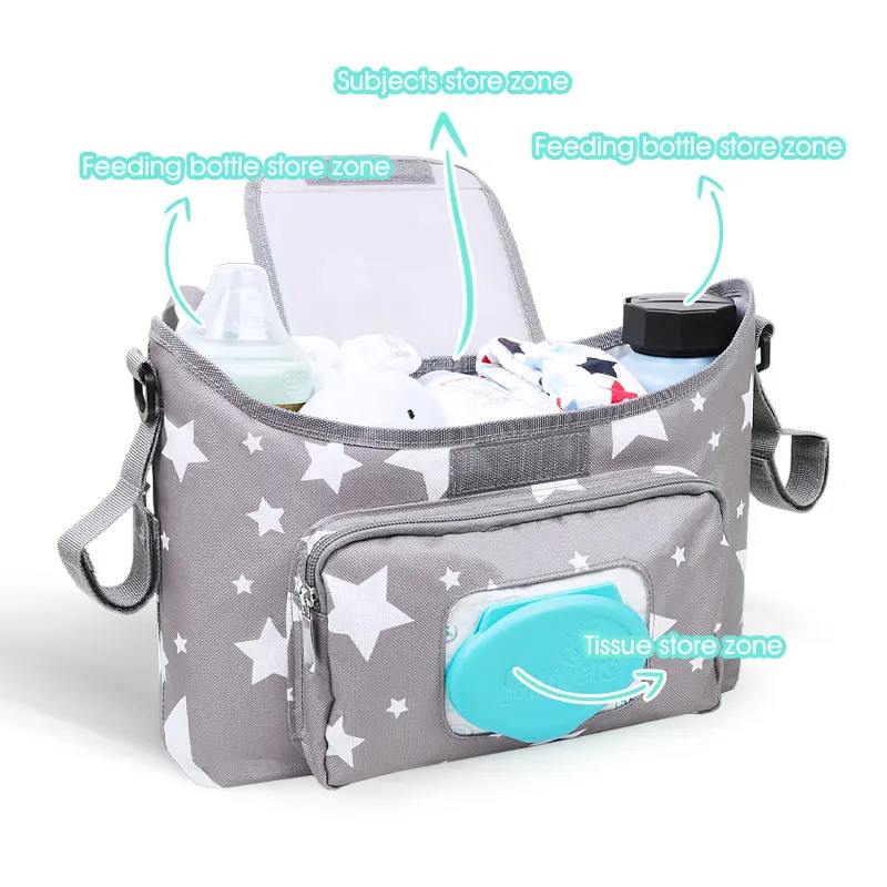 Sac à couches multifonctionnel pour poussette Organisateur de couches pour bébé Caddy Nappy Mummy Baby Diaper Bag Stroller Organizer