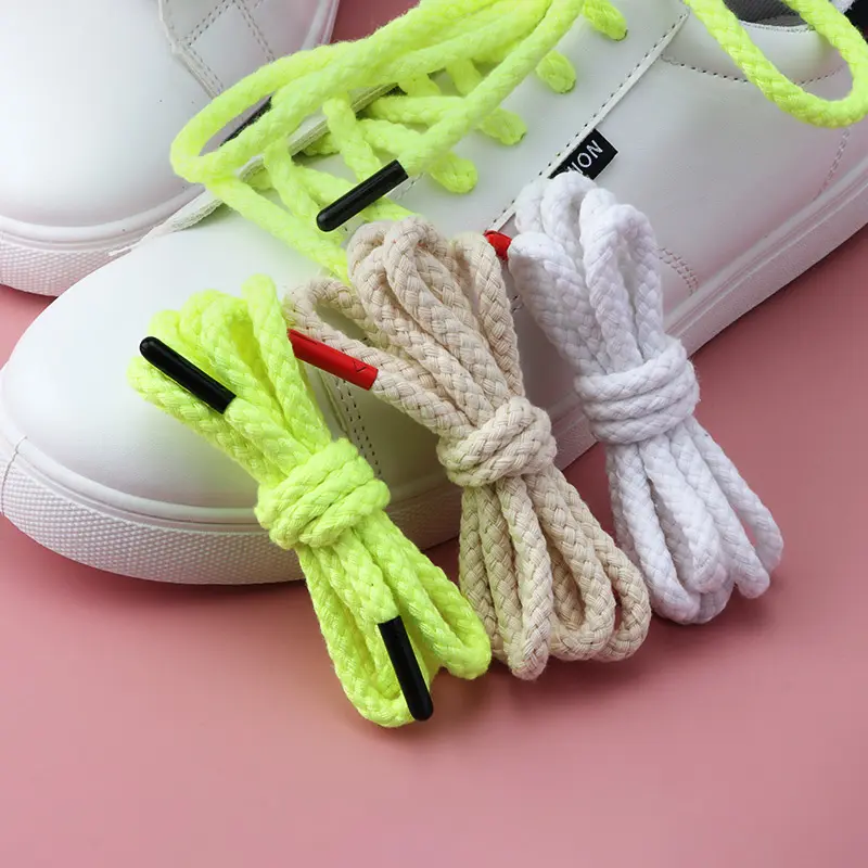 Custom Colorful Twist Nylon Polyester Cotton Round Rope Cord Shoe Laces Shoelaces For Sneakers
