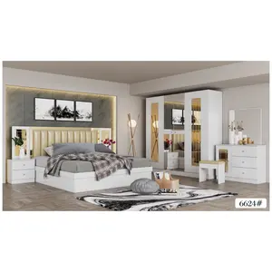 New master white simple bedroom set for hotel project with wardrobe dresser