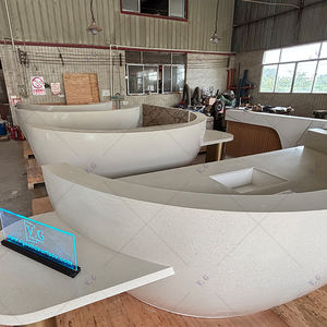 Escritorio de recepción redondo a medida, mostrador de recepción de superficie sólida de Corian duradero para Hotel - Product Image 5