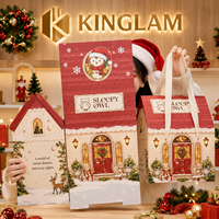 Boîtes cadeaux de Noël personnalisées pour les jouets des enfants, boîtes d'emballage en carton ondulé avec poignée en ruban, boîte cadeau unique en forme de maison