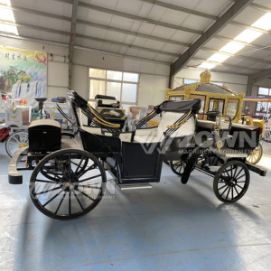 Black double-canopied sightseeing carriages with two <b>rows</b> of seats are suitable for tourist attractions - Product Image 4