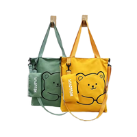 Sacs de courses pliables en toile recyclable à imprimé de dessin animé personnalisé, fermeture éclair, poignées colorées pour l'usage quotidien des enfants