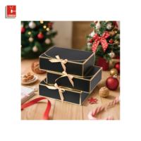 Boîtes cadeaux personnalisées en carton noir pour vêtements, cosmétiques, bonbons, emballages en papier