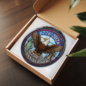 Pendentif mural attrape-soleil en vitrail pour le 250e anniversaire des États-Unis, 1776-2026, décor Aigle et Cloche de la Liberté - Product Image 4