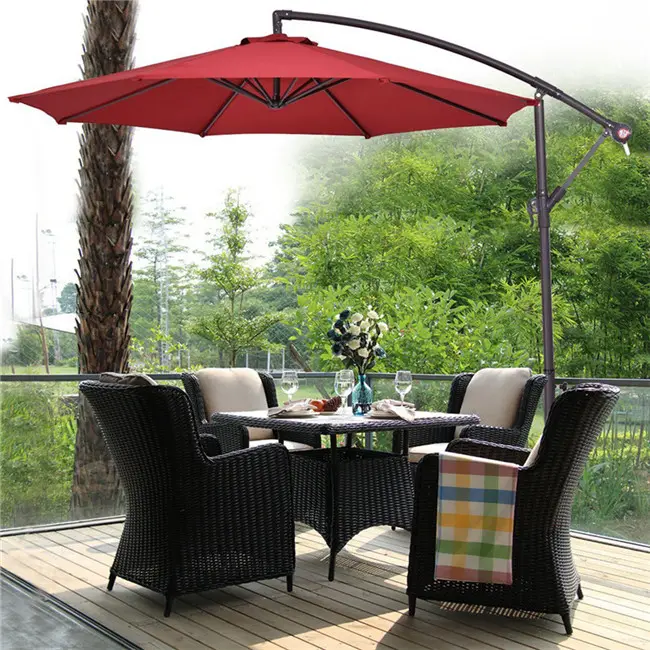 Hochwertige 3M UV-Behandlung Banane Big Bend Kurbel hängenden Regenschirm Sonnenschirme Hot Sale Outdoor Cantilever Regenschirm