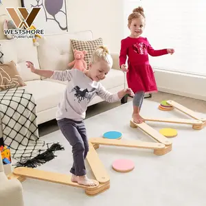Montesssori çocuklar denge işın basamak taşı çocuk kapalı denge kurulu oyuncaklar yürümeye başlayan jimnastik işın engel kursu çocuklar için