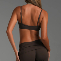 Sportbeha met custom logo, 2-in-1 verstelbare dunne spaghettibandjes, zacht, rekbaar, vintage, gevormd, yoga workout top voor dames