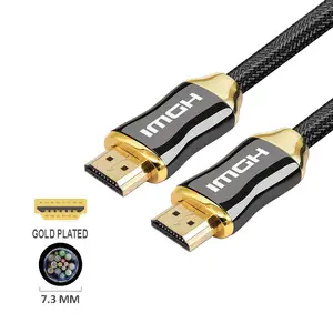 锌合金金属高速电缆Hdmi 4k 24k镀金Hdmi 4k电缆连接器编织1080p