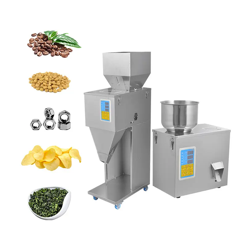 Semi auto seeds tea coffee beans spice bottle jar Bag particle weighing packing and filling machines