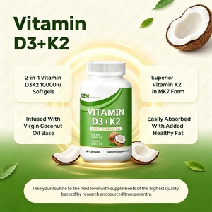 Cápsulas de Gel Suave 2 en 1 de Vitamina D3 y K2 de Alta Pureza, Suplemento Sin OMG para Adultos, Gran Venta - Product Image 2