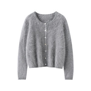 100% <span class=keywords><strong>cachemire</strong></span> brossé doux luxueux Cardigan pour femmes hiver <span class=keywords><strong>pull</strong></span> tricoté décontracté - Product Image 1