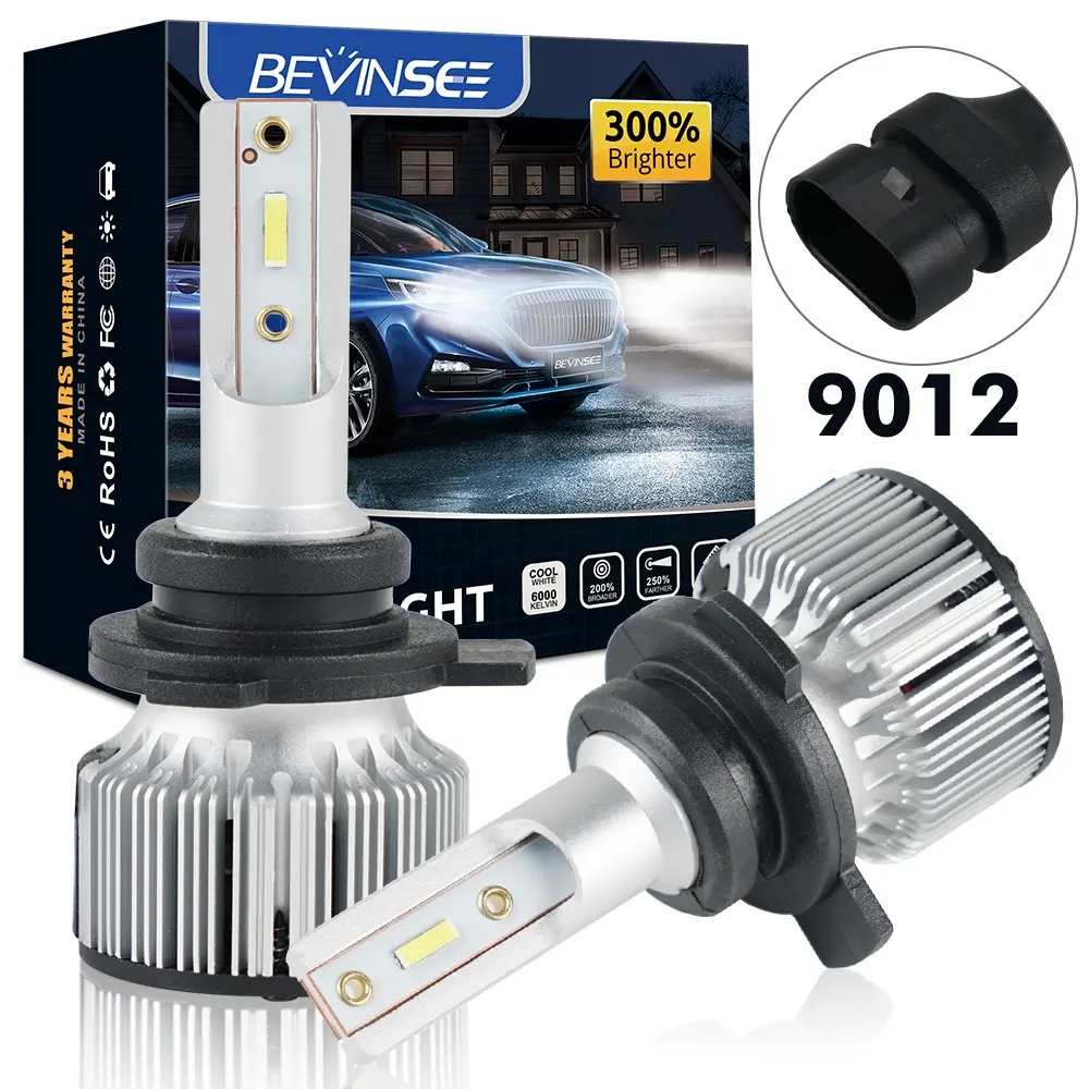 Bevinsee 2x9012 HIR2 LED farlar Hi/düşük ampuller Chrysler 200 için 300 2011 2012 2013 2014 2015